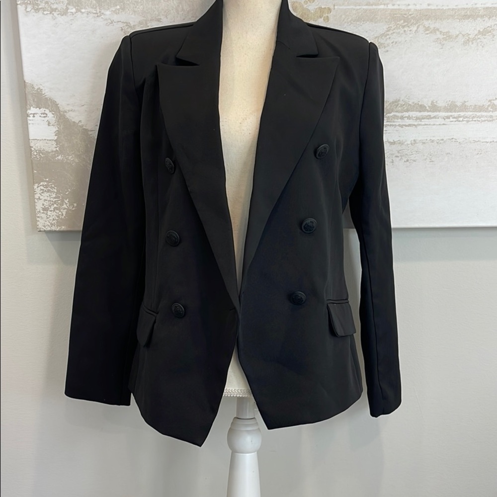 Steve MaddenWomen's Black Double-Breasted Blazer Size Large